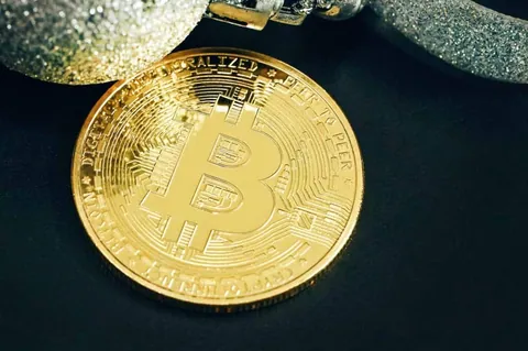 Large bitcoin made of gold