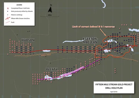 Fifteen Mile Stream Gold Project Drill Hole Plan