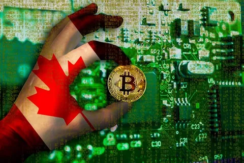 Bitcoin,Cryptocurrency,Canada,Flag,Binary,Code,Golden,Coin,Of,Bitcoin
