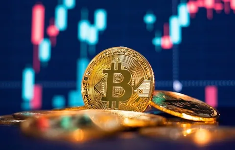 Bitcoin,Gold,Coin,And,Defocused,Chart,Background.,Virtual,Cryptocurrency,Concept.