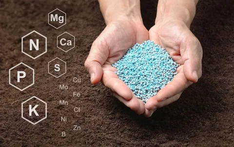 Chemical,Fertilizer,Piled,In,A,Hand,Against,A,Backdrop,Of