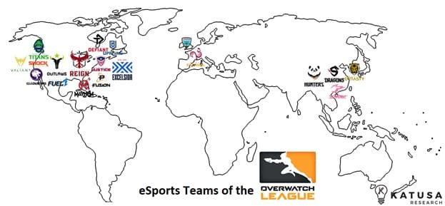 Esport Teams of the Overwatch League Map