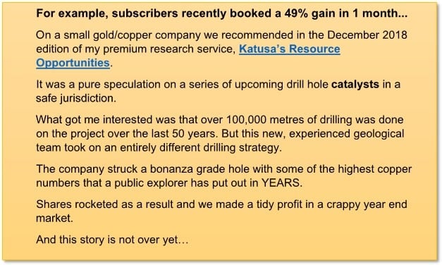Katusa Research Subscribers Gains